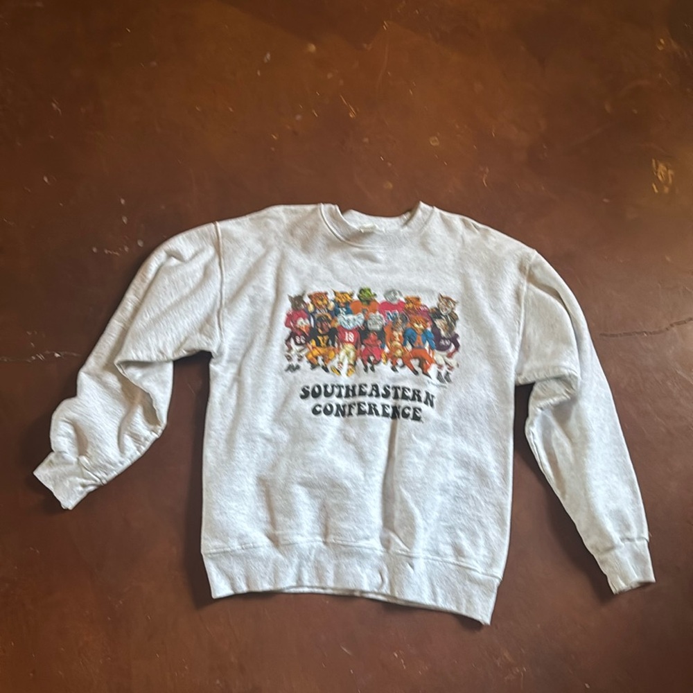 SEC mascot sweatshirt. Gray. Medium.